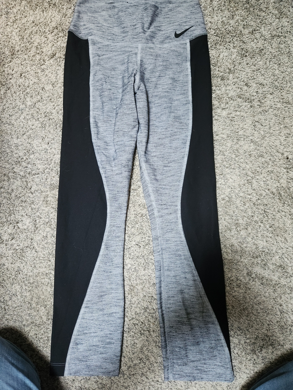 Nike Girls Gray and Black Panel Leggings
